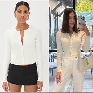 NEW NWT Reformation Joanne Organic Cotton Rib Cardigan